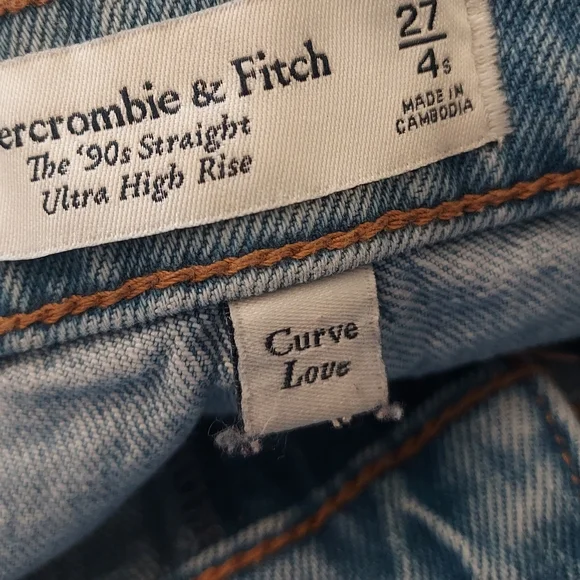 Abercrombie & Fitch The 90s Straight Ultra High Rise Denim Jean 27 Curve Love - Picture 11 of 12